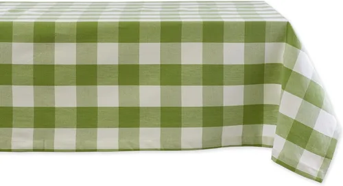 Vista 15 de DII Buffalo Check Collection, mantel clásico de granja, 52 x 52 pulgadas, color verde antiguo