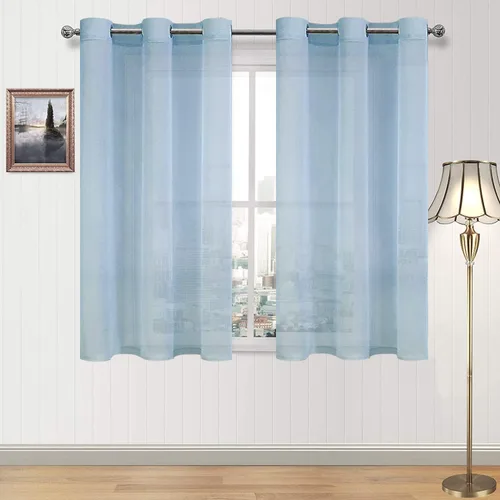 Vista 68 de DWCN Cortinas traslúcidas color verde frijol para sala de estar y dormitorio - Cortinas voile con aspecto de lino sintético con ojales en la parte