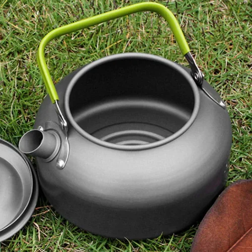 Vista 5 de Docooler - Hervidor de agua portátil ultraligero de 0.8 litros para exteriores, senderismo, camping, picnic, tetera, cafetera, compacta