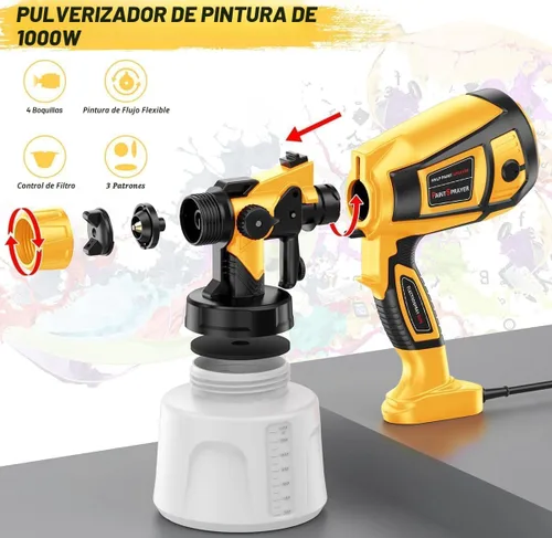 Vista 2 de Herramienta pulverizadora de pintura 1000 W de alta potencia eléctrica pistola de pintura en aerosol fácil de limpiar para muebles gabinetes casa