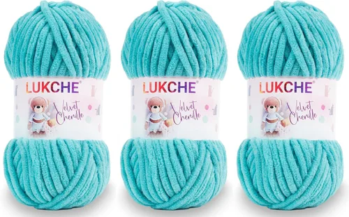 Vista 18 de Hilado de chenilla de terciopelo para amigurumi y punto de crochet súper voluminoso 100 gr (69,0 m) (Grosor del hilo 8 mm) (Verde espárrago) 1