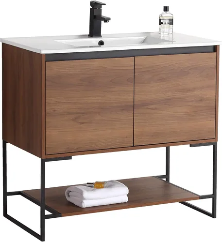 Vista 21 de Mueble de baño URBANIA VANITY con 2 puertas, estante y lavabo