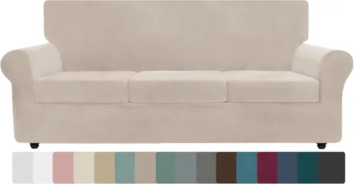 Vista 69 de ZNSAYOTX Fundas elásticas para silla de terciopelo de lujo con brazo, 2 piezas, para sala de estar, funda gruesa y suave, antideslizante, protector