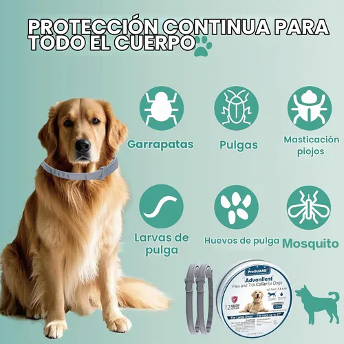 Vista 2 de Collar antipulgas para perros, tratamiento y prevención de pulgas