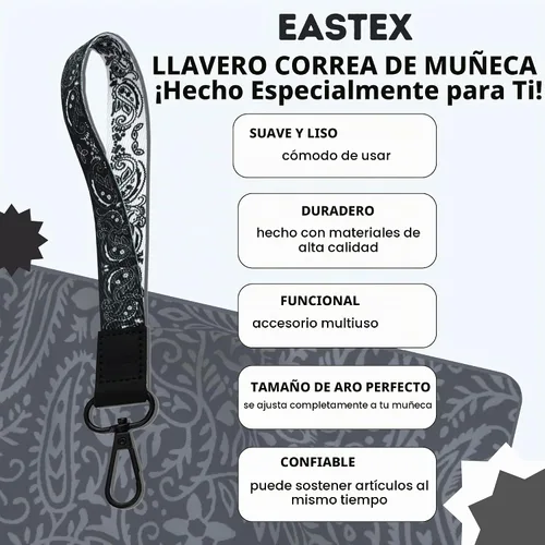 Vista 2 de EASTEX Bandana Paisley Lanyard Keychain - Bandana Print ID Lanyard para llaves insignia