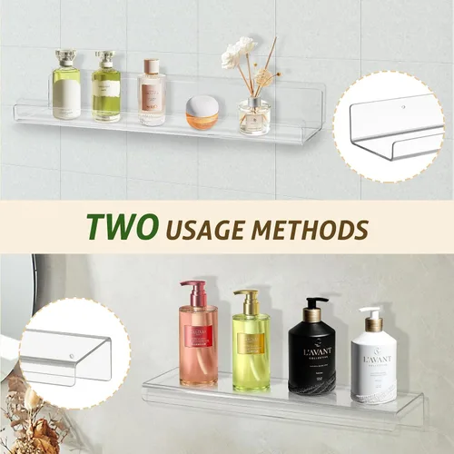 Vista 5 de AMEITECH Paquete de 4 estantes flotantes para pared, estantes acrílicos de 15 pulgadas para decoración de habitación, estante de libros para niños