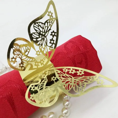 Vista 7 de 50 servilleteros de mariposa cortados con láser para cenas, mesas, diarios, bodas, aniversarios, fiestas, decoración de baby shower, suministros