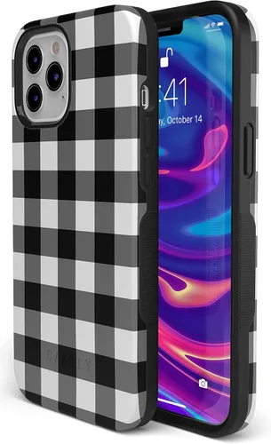 Vista 6 de Casely Funda para iPhone 12 Pro Max Compatible con MagSafe Check Me Out Funda a cuadros de tablero de ajedrez
