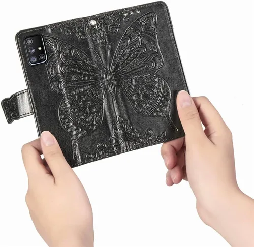 Vista 6 de GYHOYA Funda tipo cartera compatible con Samsung Galaxy A71 para mujer, funda de cuero con función atril magnético y tarjetero para Samsung Galaxy