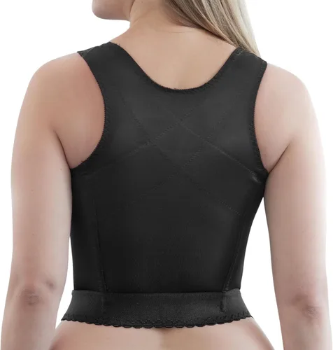 Vista 2 de Front Closure Longline Bra 9603 Made in USA Wire-Free Comfort w/Back Support Soft Cups Everyday Confidence 34B–58H Negro