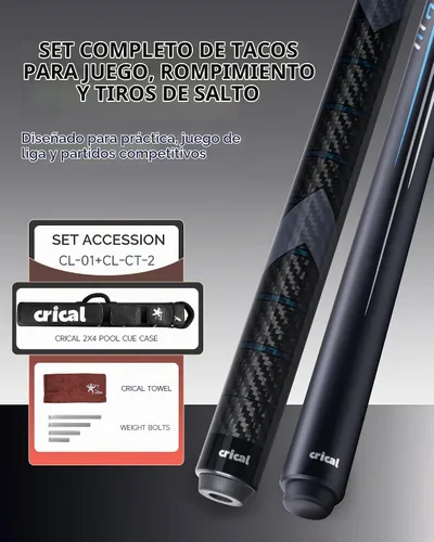 Vista 8 de CRICAL Carbon Fiber Pool Cue Set, Low Deflection, 3-Piece Break Jump Cue CL-01-CL-conjunto