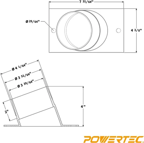 Vista 5 de POWERTEC 70153V Puerto de polvo en ángulo, 4 pulgadas, 1 paquete (paquete de 2)