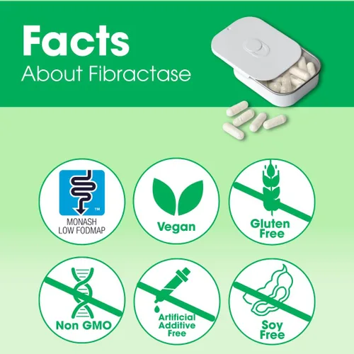 Vista 4 de Intoleran Fibractase 1200 Enzimas digestivas - 36 cápsulas Suplemento para la intolerancia a los fructanos y galactanos Ayuda a digerir