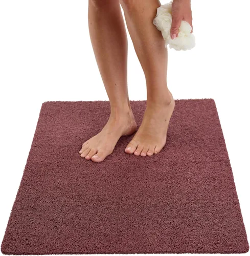 Vista 138 de Enkosi Alfombra de ducha antideslizante Loofah para suelos de ducha, bañera, baños, zonas húmedas, alfombrilla de baño acolchada con agujeros