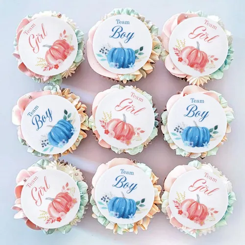 Vista 18 de 24 adornos para cupcakes de calabaza con purpurina, decoraciones de baby shower, tema de cosecha de otoño, suministros para fiestas de cumpleaños