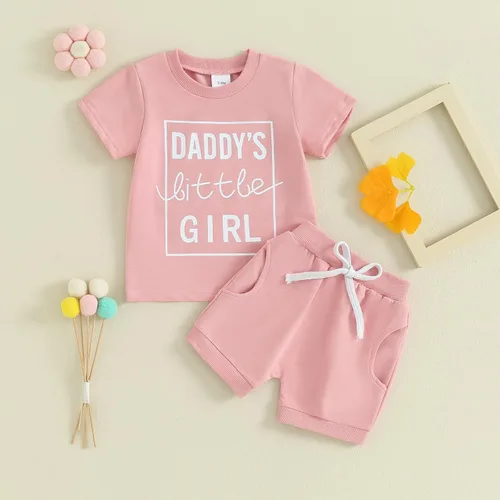 Vista 2 de Xdftwdmgqe Ropa para bebé niña, trajes de verano para recién nacidos, manga corta, camiseta y pantalones cortos, conjunto de sudadera para niños