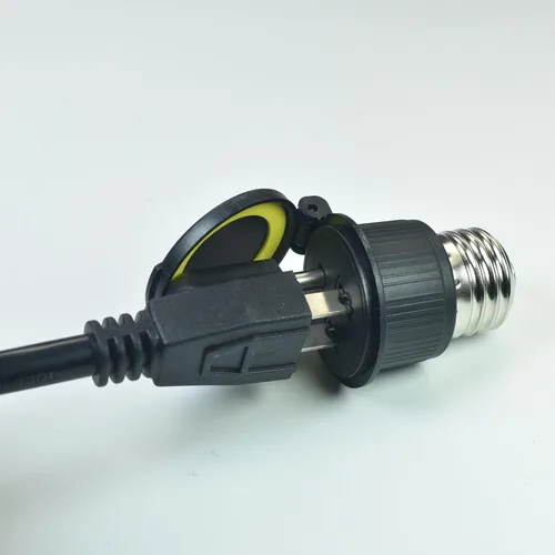 Vista 3 de Adaptador de bombilla impermeable E26/E27, adaptador de enchufe de luz de 3 clavijas a enchufe, adaptador de enchufe de bombilla polarizada superior