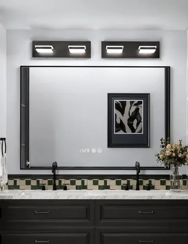 Vista 7 de VOLISUN 5CCT - Lámparas de baño regulables sobre el espejo, modernas lámparas de tocador de baño, cabezal giratorio de 360°, luces LED negras