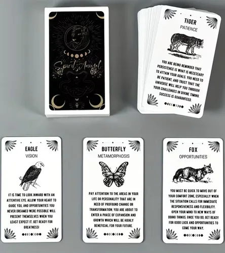 Vista 3 de Spirit Animal Oracle Cards – 54 cartas Oracle con guía espiritual para principiantes, gran regalo para amigos o familiares