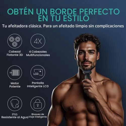Vista 2 de VOYOR Maquinilla de afeitar eléctrica para hombres mojados y secos 2-Azul