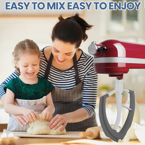 Vista 5 de Batidor de borde flexible de 6 cuartos para batidoras KitchenAid con bordes de silicona para accesorios y accesorios de ayuda de cocina