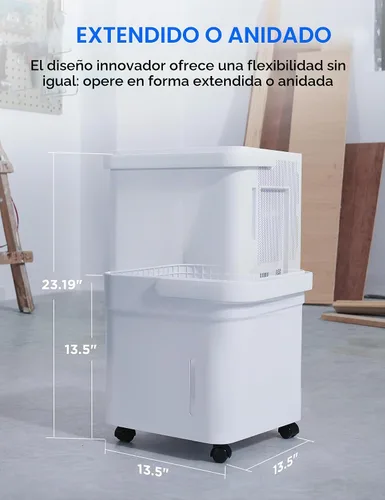 Vista 4 de Midea Cube - Deshumidificador de 20 pintas para sótano, hasta 1,500 pies cuadrados. Deshumidificador con manguera de drenaje, Certificado ENERGY