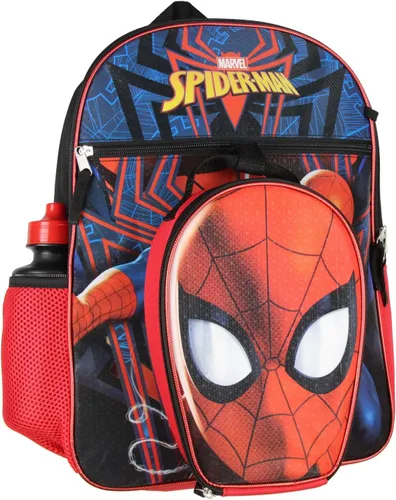Vista 2 de Marvel Spider-Man Mochila Niños 16" 5PC Botella de agua Escuela Combo Set, Multicolorido