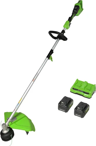 Vista 14 de Greenworks - Desbrozadora sin escobillas de 48 V (24 V x 2), 8 pulgadas, (2) baterías de 4 Ah y cargador de doble puerto de 4 A incluido, ED48L4410