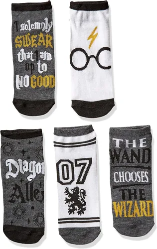 Vista 2 de Harry Potter Glasses Deathly Hallows Mischief Managed 5 Pack Ankle Socks