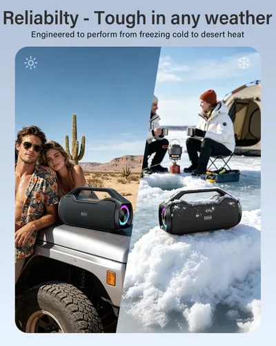 Vista 8 de Altavoz Bluetooth portátil de graves de 120 W, potente altavoz inalámbrico con 2 graves y 2 tweeters, tiempo de reproducción de 20 horas, IPX6