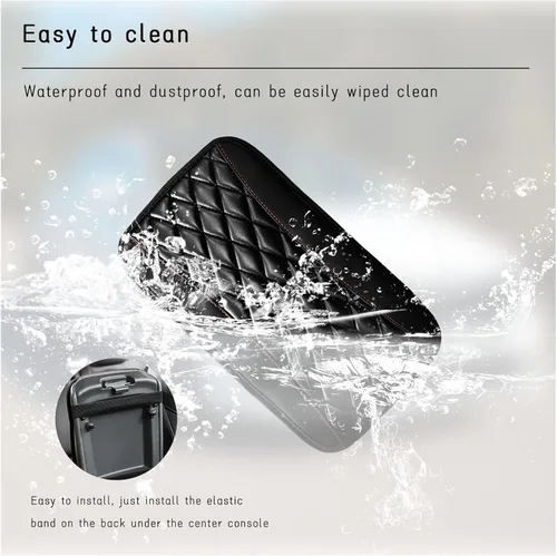 Vista 4 de Dickno Cojín para Consola Central de Automóvil, Funda Universal de Cuero Impermeable para Caja de Asiento de Reposabrazos, Cómodo Protector