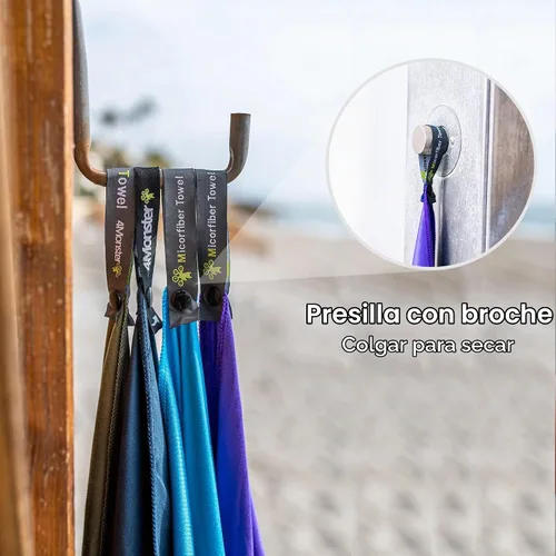 Vista 7 de 4Monster Toalla de camping súper absorbente, toalla de microfibra de secado rápido, ultra compacta y suave, toalla de viaje ligera para mochileros