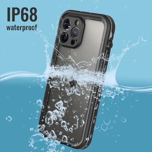 Vista 2 de Funda para iPhone 13 Pro, impermeable y a prueba de golpes, protección completa, IP68, 6.1 pulgadas, color negro