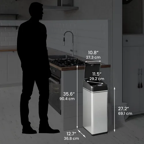 Vista 7 de iTouchless Cubo de basura de cocina con sensor de 50 litros/13 galones, a prueba de perros, con bloqueo de tapa y filtro de olor AbsorbX, tapa sin