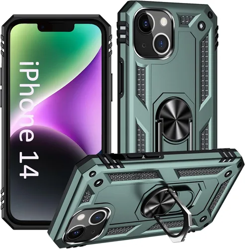 Vista 8 de ADDIT i Phone 14 Pro - Funda para iPhone 14 Pro, con anillo de soporte, soporte ajustable, grado militar, protección resistente, a prueba de golpes