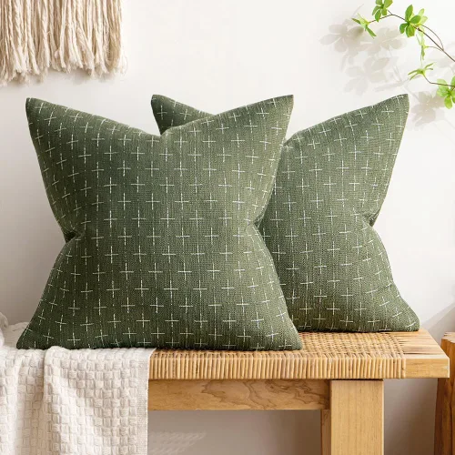 Vista 56 de MIULEE - Juego de 2 fundas de almohada decorativas de lino de arpillera, modernas, estilo campestre, rústicas, tejidas, con textura, para sofá, Gris