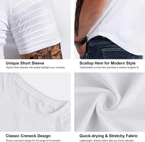 Vista 4 de Pinkbomb Camisetas musculares para hombre, de manga corta, para entrenamiento, gimnasio, ajustadas, para hombre