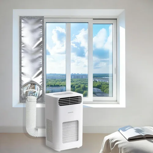 Vista 9 de Kit de ventana de aire acondicionado portátil resistente de 40 pulgadas, protector térmico de papel de aluminio reflectante, 100% opaco e