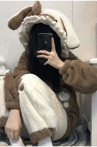 Vista 5 de Ropa de dormir Kawaii para cachorros, conjunto de pijama para mujer, ropa de descanso Kawaii para mujer