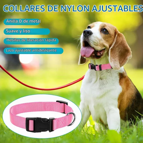 Vista 6 de 9 piezas de collar ajustable para perro, collar de nailon suave para mascotas con hebilla de liberación rápida a granel para perros, caminar