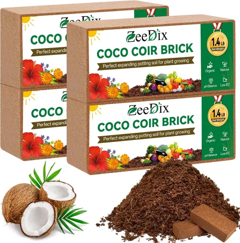 Vista 13 de ZeeDix 2 piezas de ladrillos de coco para plantas, fibra de coco 100% orgánica para tierra de jardín y mezcla de macetas, bajo equilibrio de EC