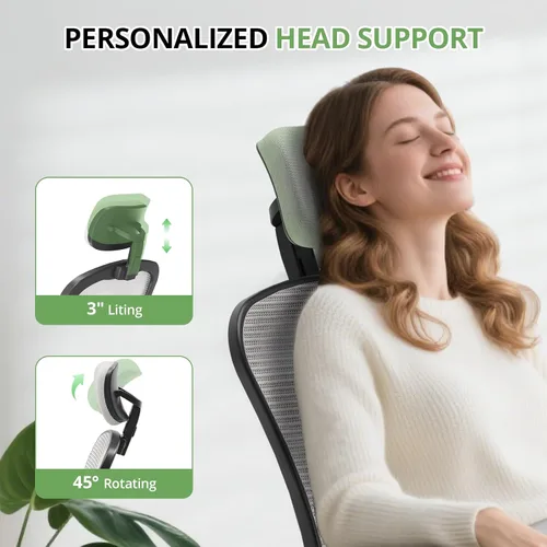 Vista 5 de Silla de Oficina Ergonómica para Escritorio, Capacidad de 330 LBS, Silla de Computadora con Respaldo Alto para Largas Horas Cómoda, Silla Ejecutiva