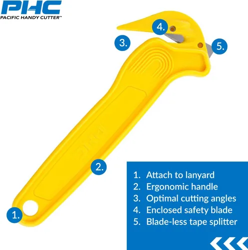 Vista 3 de Pacific Handy Cutter - Cortadores estándar y seguros para alimentos con divisor de cinta, paquete de 2