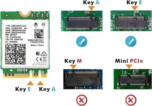 Vista 3 de AX210NGW WiFi 6E Card M.2 5400Mbps módulo inalámbrico de tres bandas para portátil, adaptador WiFi 11AX con Bluetooth 5.3, MU-MIMO, latencia