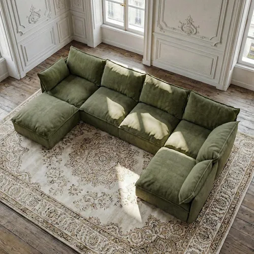 Vista 13 de Acanva Sofá modular modular para sala de estar, cómodo sofá convertible en nube, sofá de gran tamaño con otomana y fundas de felpilla lavables