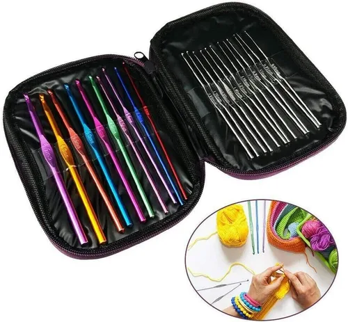 Vista 8 de Juego de agujas ergonómicas de ganchillo con estuche para manos artríticas