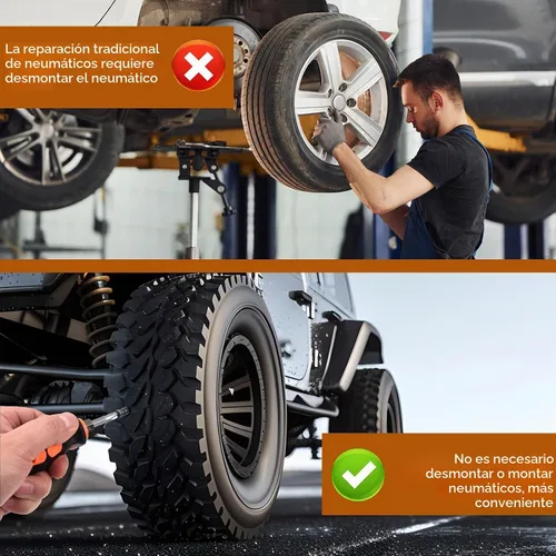 Vista 7 de Kit de reparación de tornillos para neumáticos de 100 piezas – Sin necesidad de quitar el neumático, kit de reparación de pared lateral