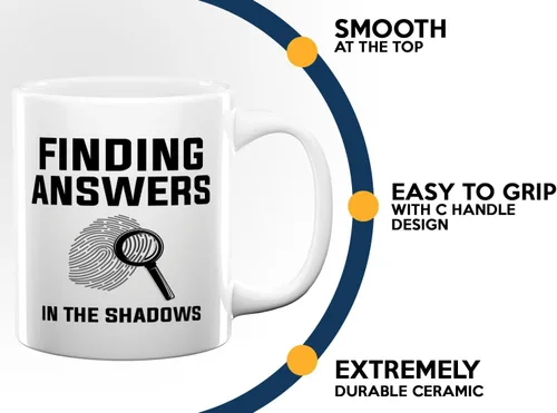 Vista 5 de Taza de café de detective de 11 oz blanco - Encontrar respuestas en - Oficial de policía Patrulla policía Detective Sheriff Police Enforcement