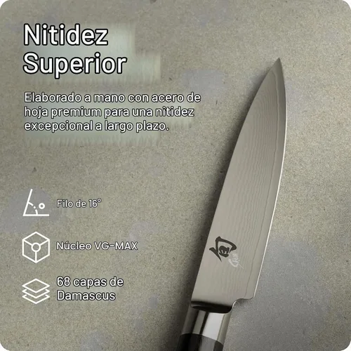Vista 3 de Shun Cuchillo de pelar clásico de 4 pulgadas, VG-MAX Damasco, mango de madera de Pakka