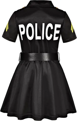 Vista 2 de Girls Police Officer Costume Cop Costume Halloween Party Dress Up